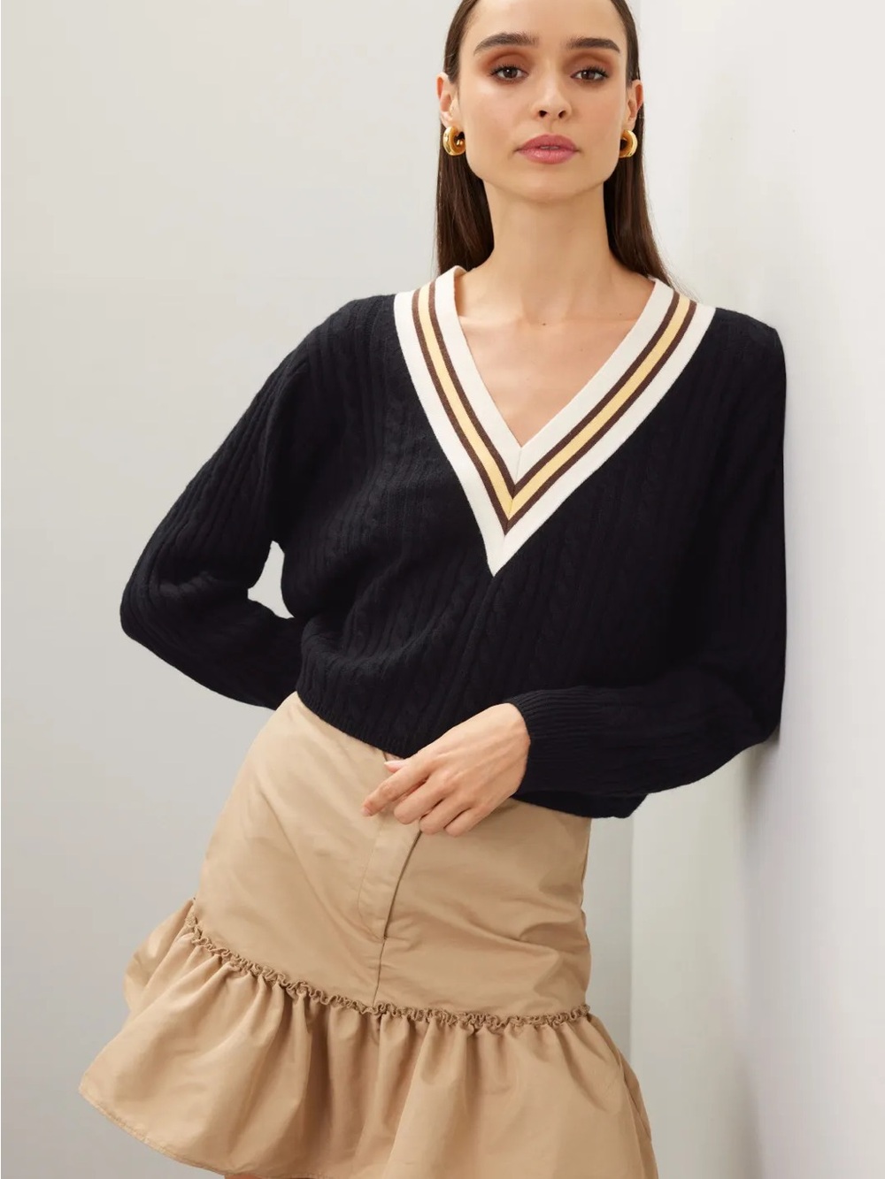 Sandro Navy V-Neck Sweater
